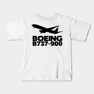 Boeing B737-900 Silhouette Print (Black) Kids T-Shirt